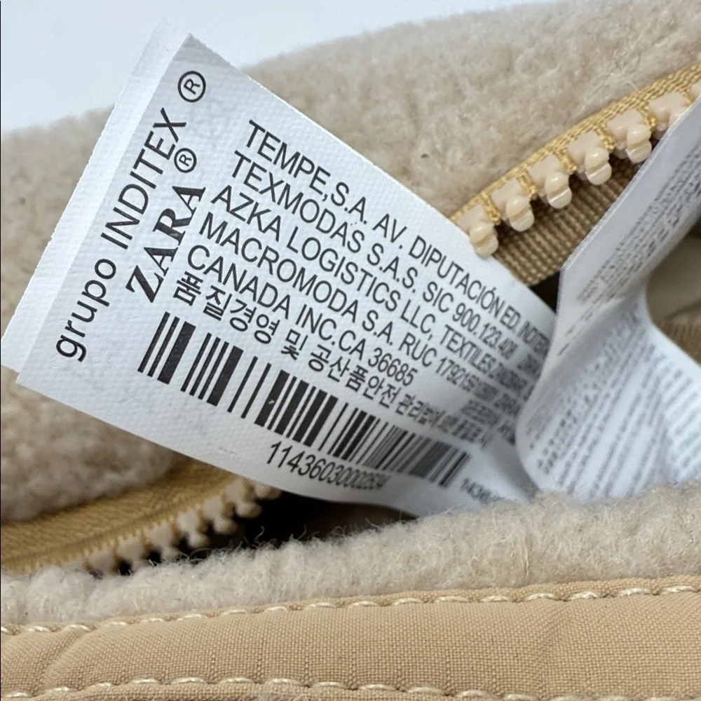 Women’s Zara Cozy Tan Sherpa Fanny Pack Ziopered Bag 12 “